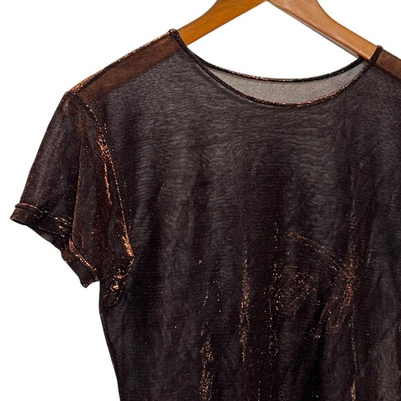 Sheer Metallic Fairy Grunge Whimsigoth Top Brown Edgy Y2K Gothic Witchy Small - Picture 3 of 9